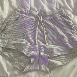 Gray Waffle Knit Women Shorts